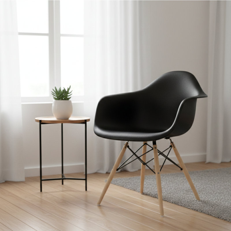 Fauteuil baquet en plastique Vicentico, Noir