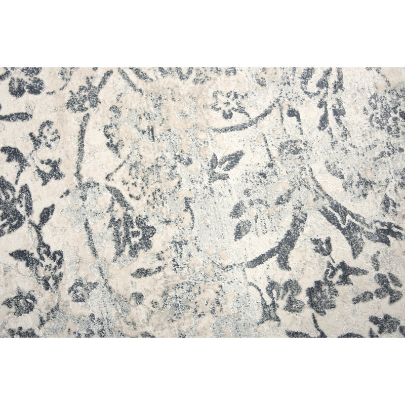 Tapis crème à motif floral Carey, Rectangulaire 8 pi 6 po x 11 pi 10 po