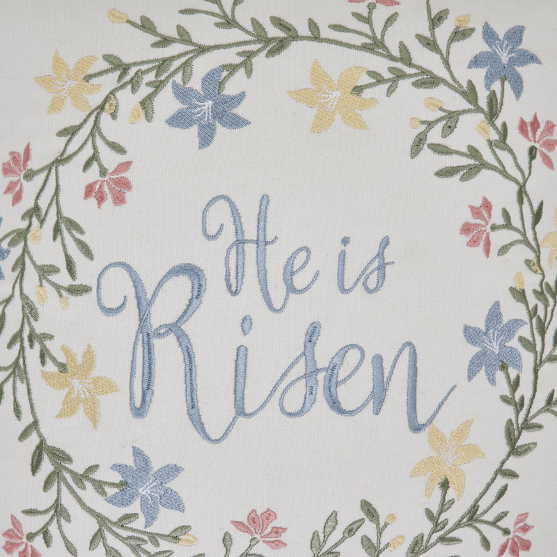 Higher Glory He Is Risen Cotton Floral Throw Pillow