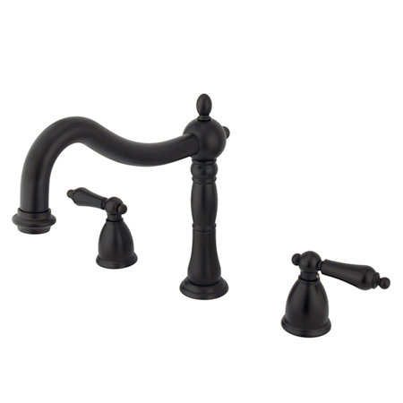 Robinet de baignoire romaine à fixer sur le comptoir à deux poignées Heritage, Bronze huilé