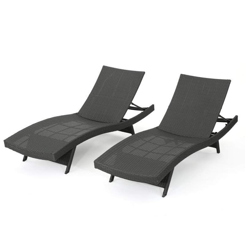 Blaise Outdoor Wicker Chaise Lounge Set, Gray