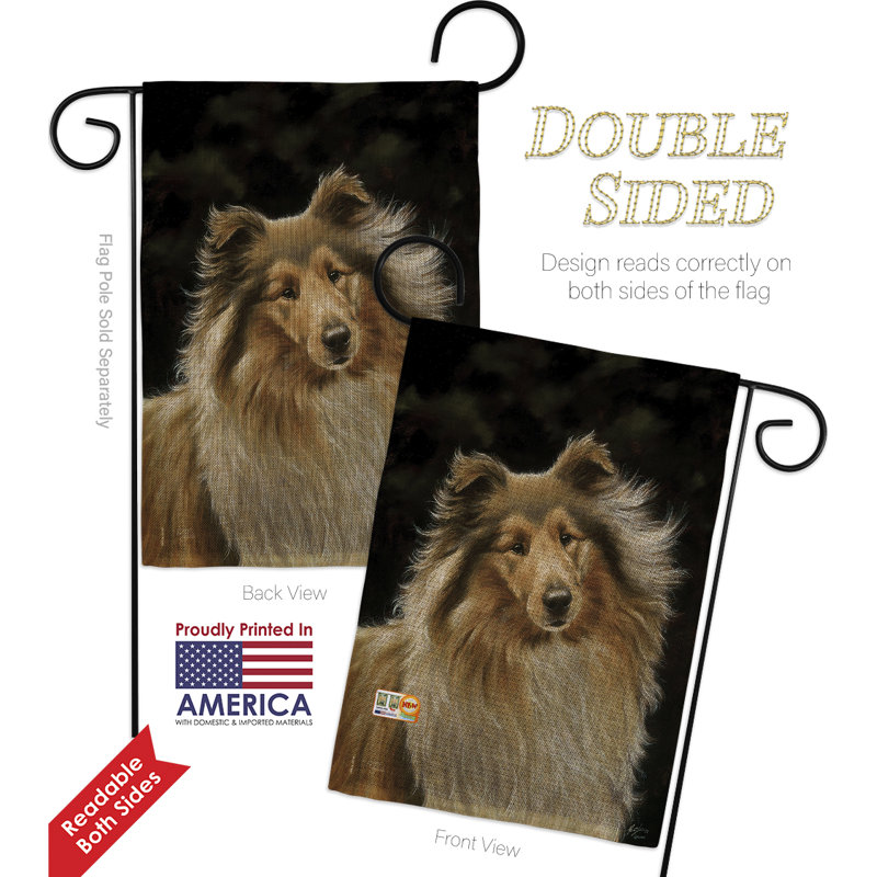 Polyester de collie à 2 côtés 19 x 13 po drapeau de jardin
