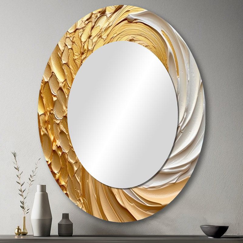 Gold Eternal Swirl I - Large Oval Wall Mirror On Metal, 43" x 33"