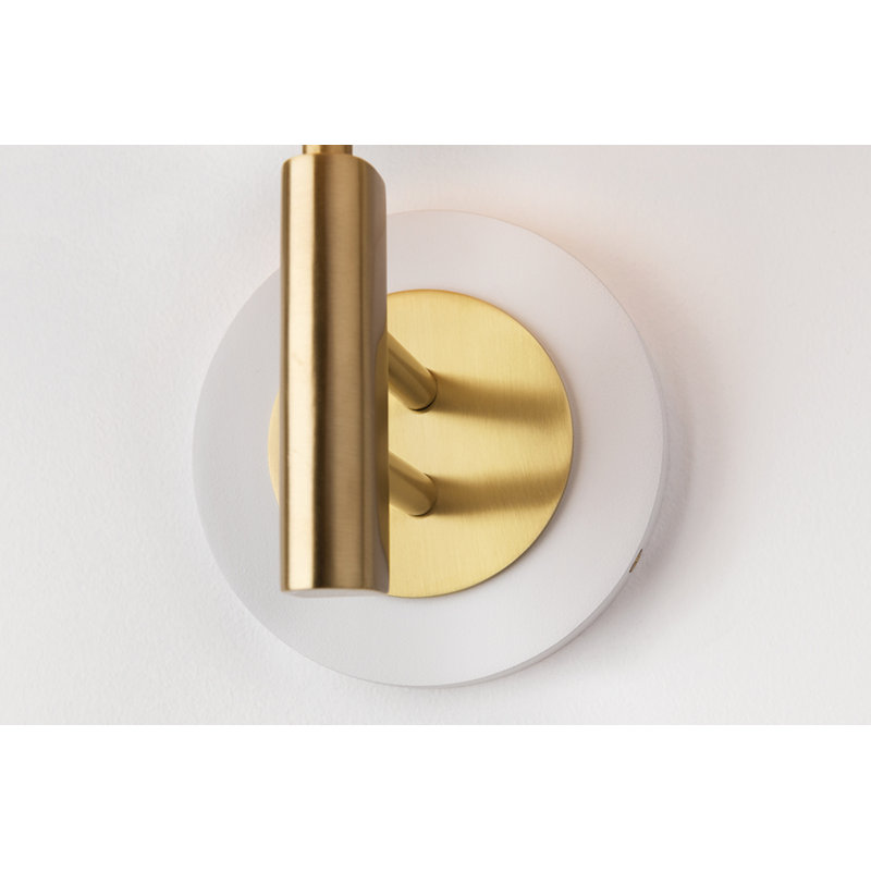 Robbie Steel Candle Wall Light, Aged Brass/White