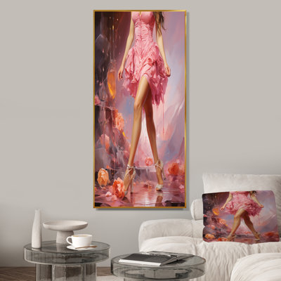 Pink Glamour Woman With High Heels II - Fashion Canvas Art