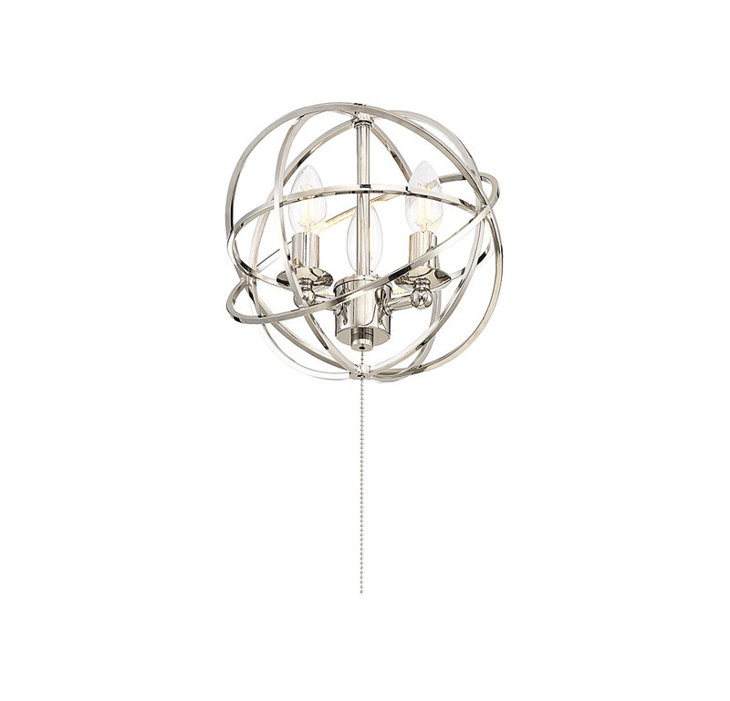 Ventilateur de plafond à DEL 3 lumières, Nickel poli