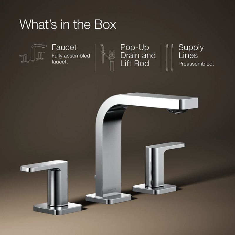 Parallel™Widespread Bathroom Faucet, 3-Hole Two Lever Handle Bathroom Sink Faucet, 1.2 GPM, 1.2 GPM, Polished Chrome