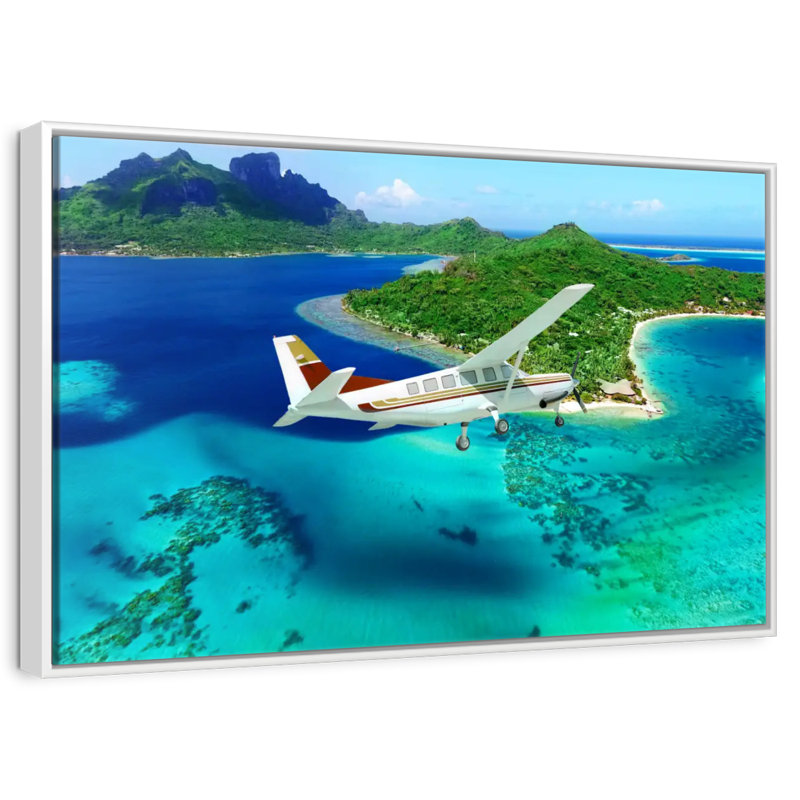 Avion de voyage, Cadre flottant blanc, 13 po x 9 po
