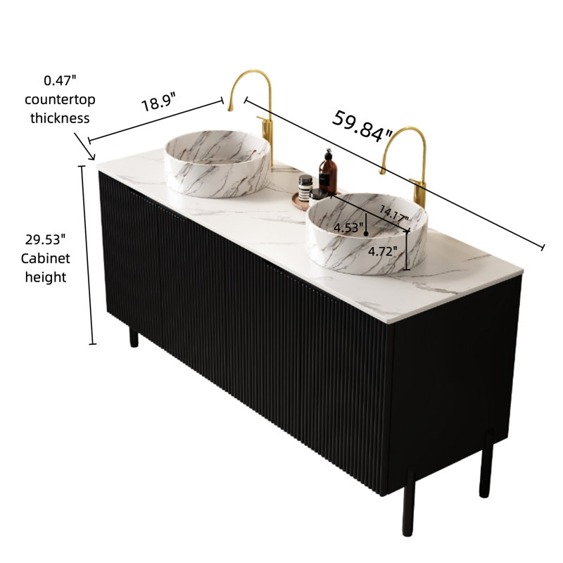 Meuble-lavabo sur pieds 60 po Modern Modern, Noir