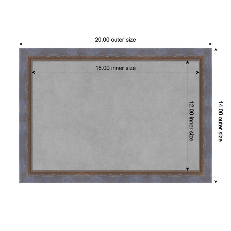 Tableau magnétique encadré deux tons de cuivre bleu, H 14 po x l 20 po