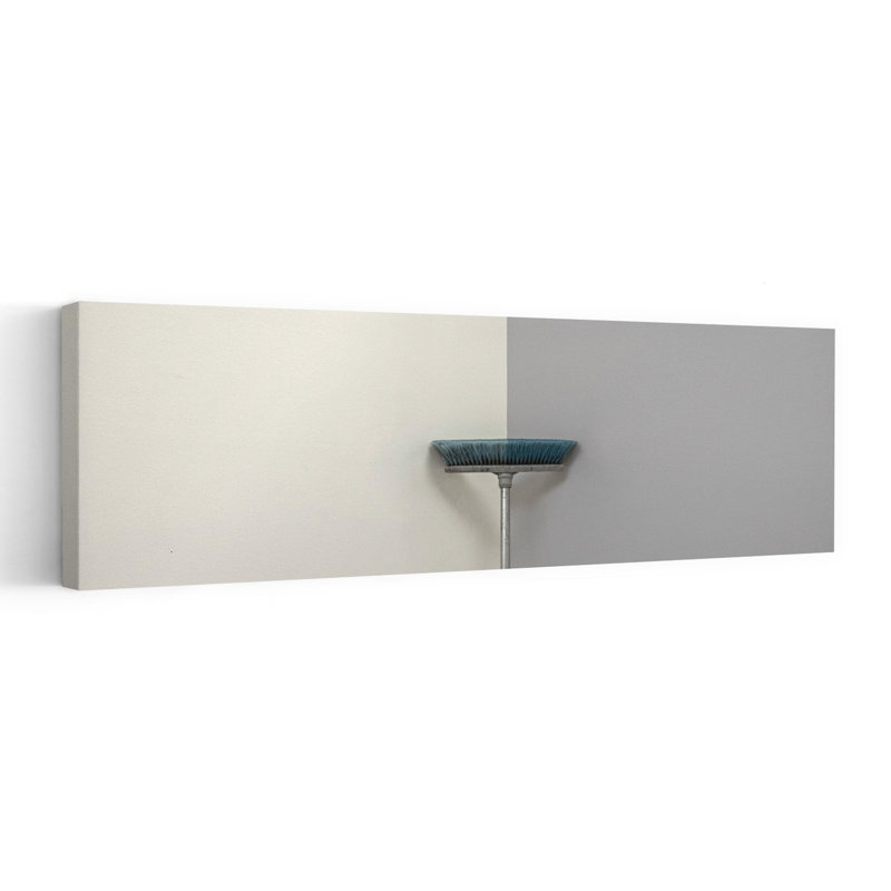 Deux tons de balai de coin minimaliste moderne, architecture abstraite, art mural, H 16 po x l 48 po