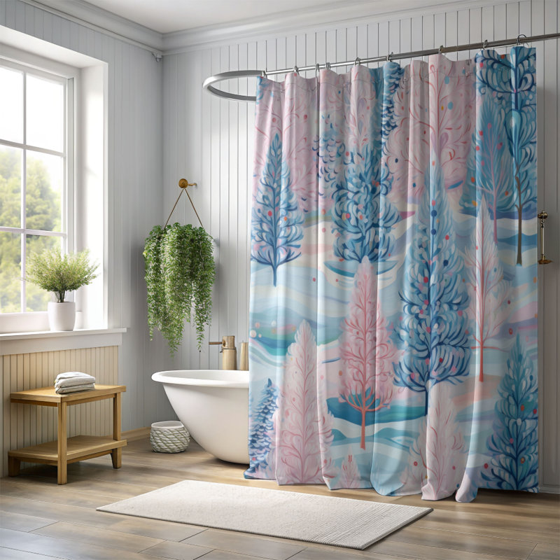 Rideau de douche Blue Woods - Premium, H 74 po x l 71 po