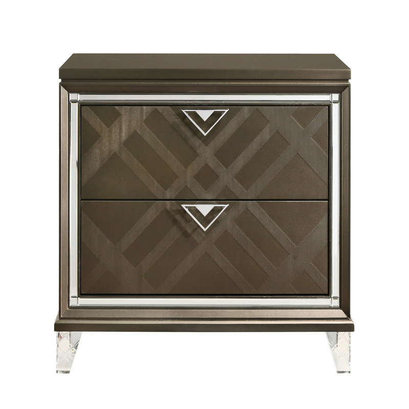 Table de chevet 2 pièces Dark Champagne avec intérieur captivant et pratique