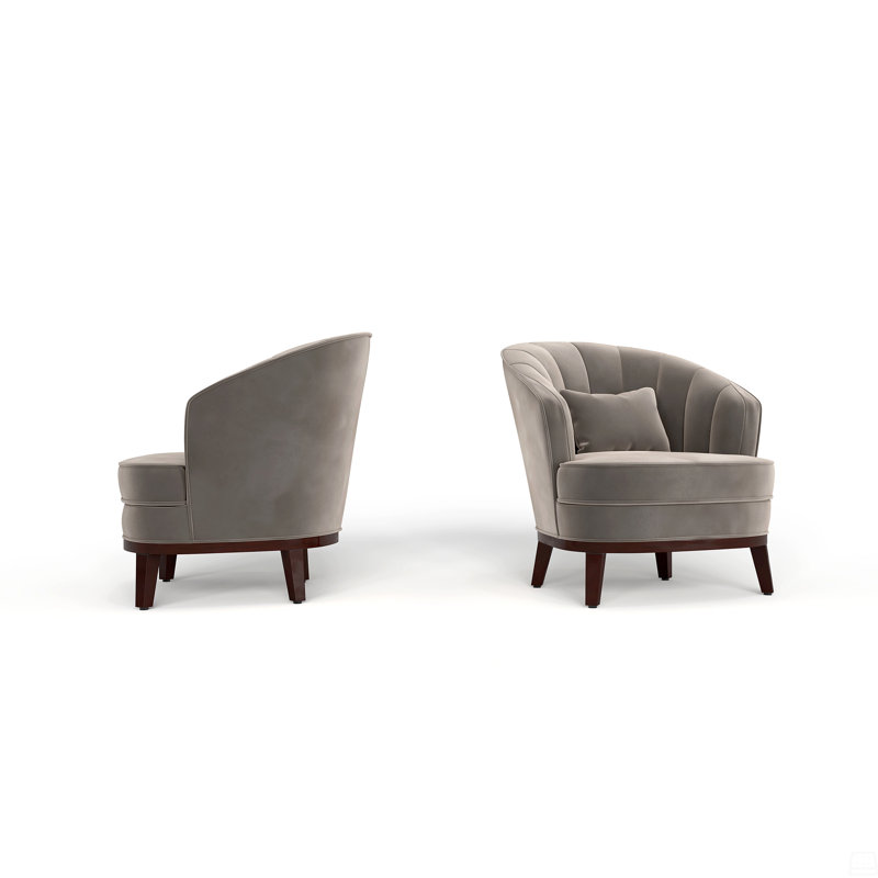Fauteuil d'appoint en tonneau rembourré, Gris