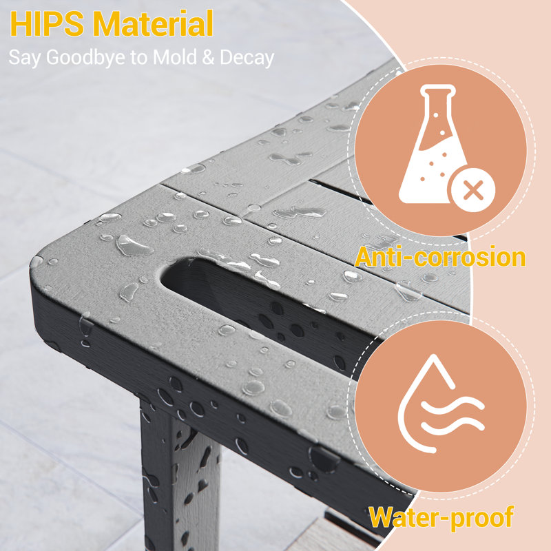 Patio Weather Resistant Shower Benches, Gray