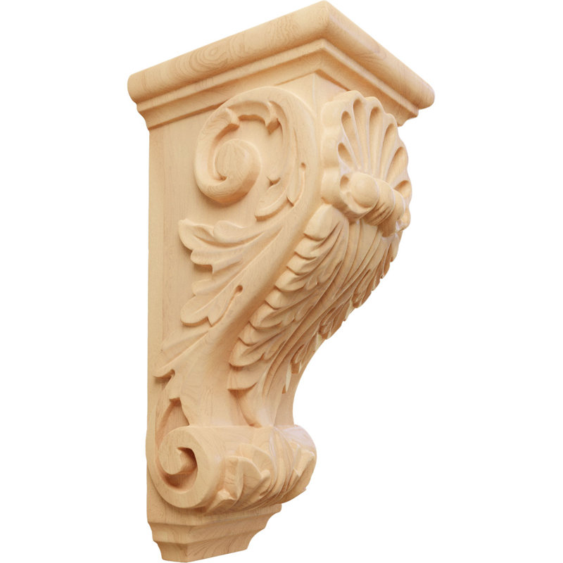 Shell 10"H x 4 1/2"W x 5"D Medium Corbel in Alder, Red Oak