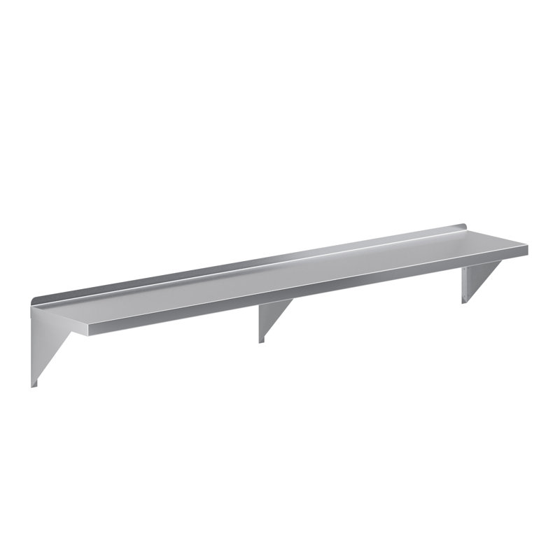 Stainless Steel Wall Shelf With Squared Edge, 12" x 72"