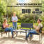 Outsunny 4 Seater Garden Furniture Set with HDPE Slatted Loveseat-1048979806