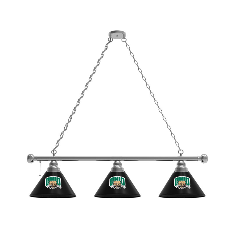 3 - Light Pool Table Lights Pendant, Chrome, Ohio Bobcats