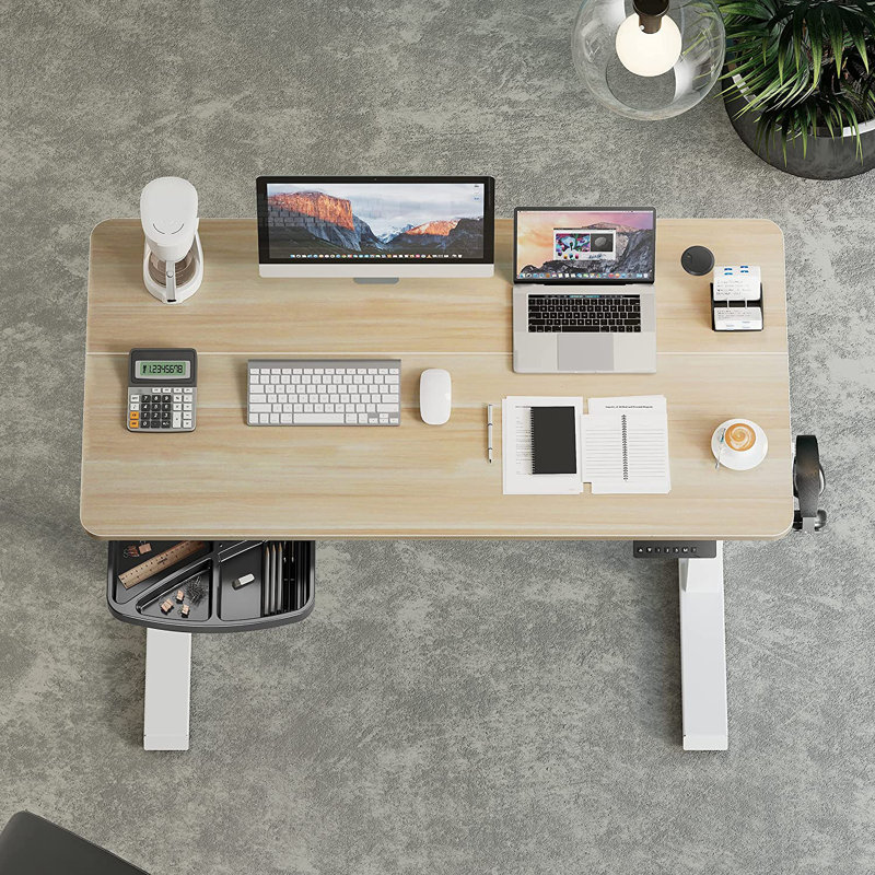 Bureau debout Dafny, Cyan châtaignier / blanc