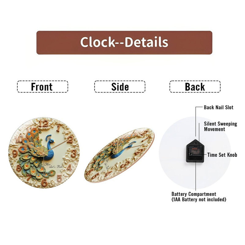 Horloge murale Peacock Design Elegant