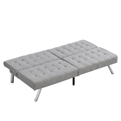 Grey Bed With Wood And Stainless Components, Multifunctional Use, User-, 59.54Lb, Easy To Put Together, Stable & Dependable Design Frame Leg, For Anywhere, Practical, 59.54 Lb Weight