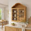 Armoire murale rétro en bois massif vieilli rustique avec plateau ondulé élégant, pour la salle à manger, la cuisine, le salon et la salle de bain-1370137290