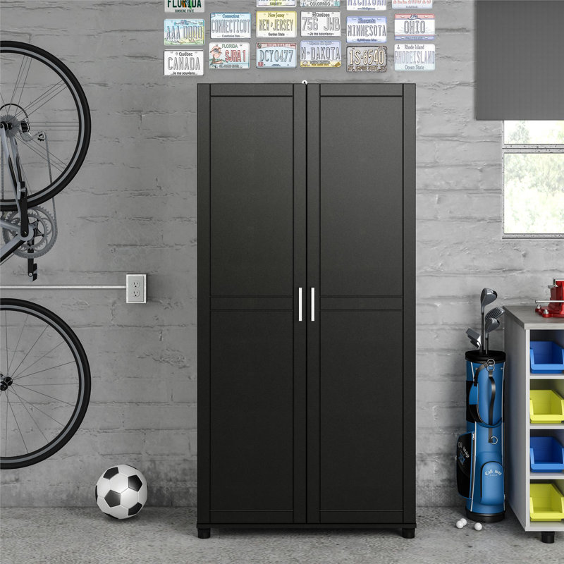 Armoire de rangement Housatonic H 74,31 po x l 35,68 po x P 15,38 po, Noir