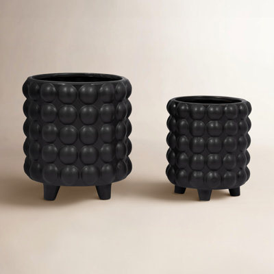 Ceramic Footed Planter Set of 2 Indoor and Outdoor