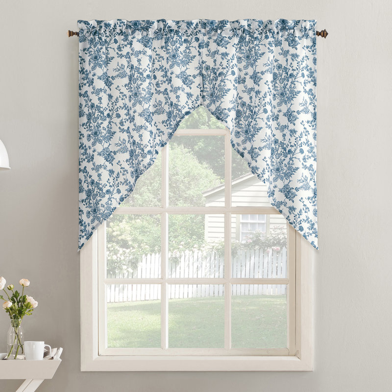 Winston Porter Catarina Tonal Botanical Semi-Sheer Rod Pocket Kitchen ...