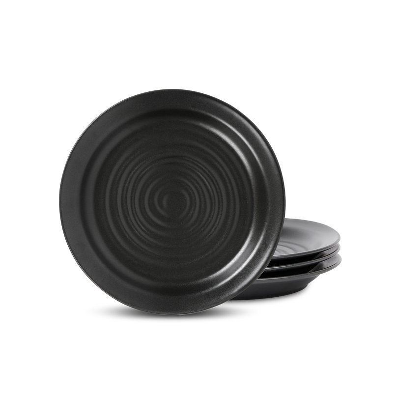 Stone Lain Orbit 4-Piece Salad Plate Set Stoneware, Black