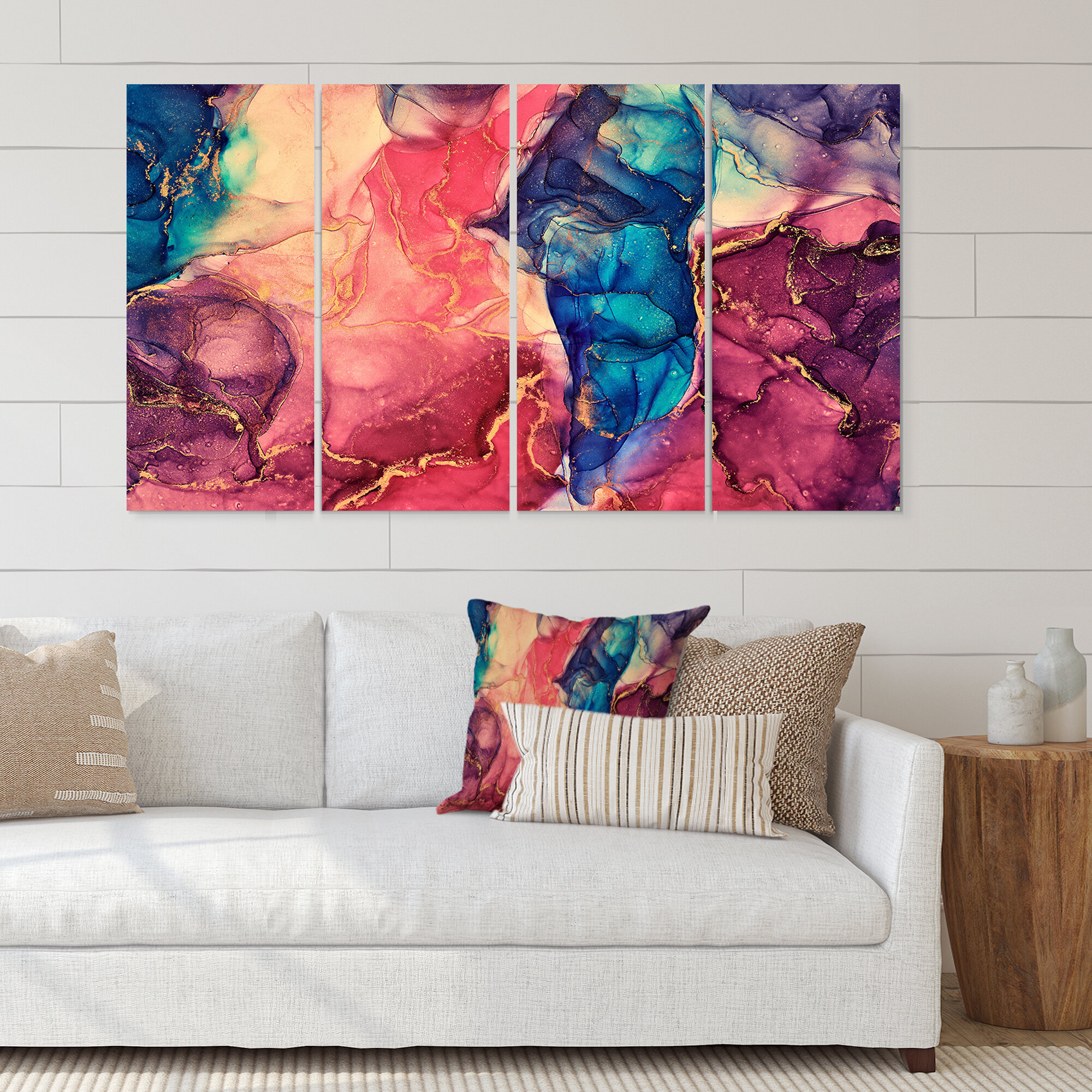 Everly Quinn Purple And Blue Luxury Abstract Fluid Art Xii On Canvas 4 Pieces Graphic Art Wayfair 2528