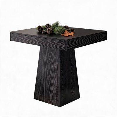 Table de salle à manger carrée de style campagnard de 31,5 pouces pour 2 à 4 personnes, petite table à manger avec 2 tiroirs intégrés – Table de cuisine en bois pour petits espaces, table de coin repas rustique moderne avec base piédestal robuste.