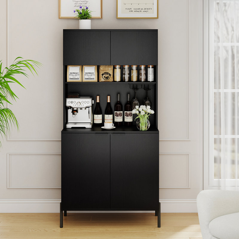 164cm Kitchen Pantry, Black