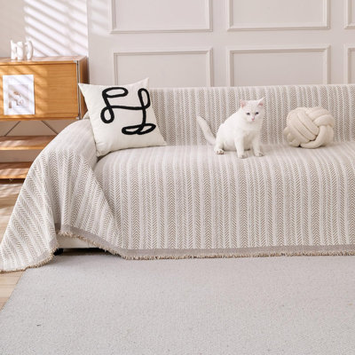 Couch Cover Sheet Blanket, 2-Seat Standard Size Sofa Cushion Slip Covers, L Shape Sectional Furniture Decor Protector, Machine Washable Chenille Slipcover for Pets Dogs Cats