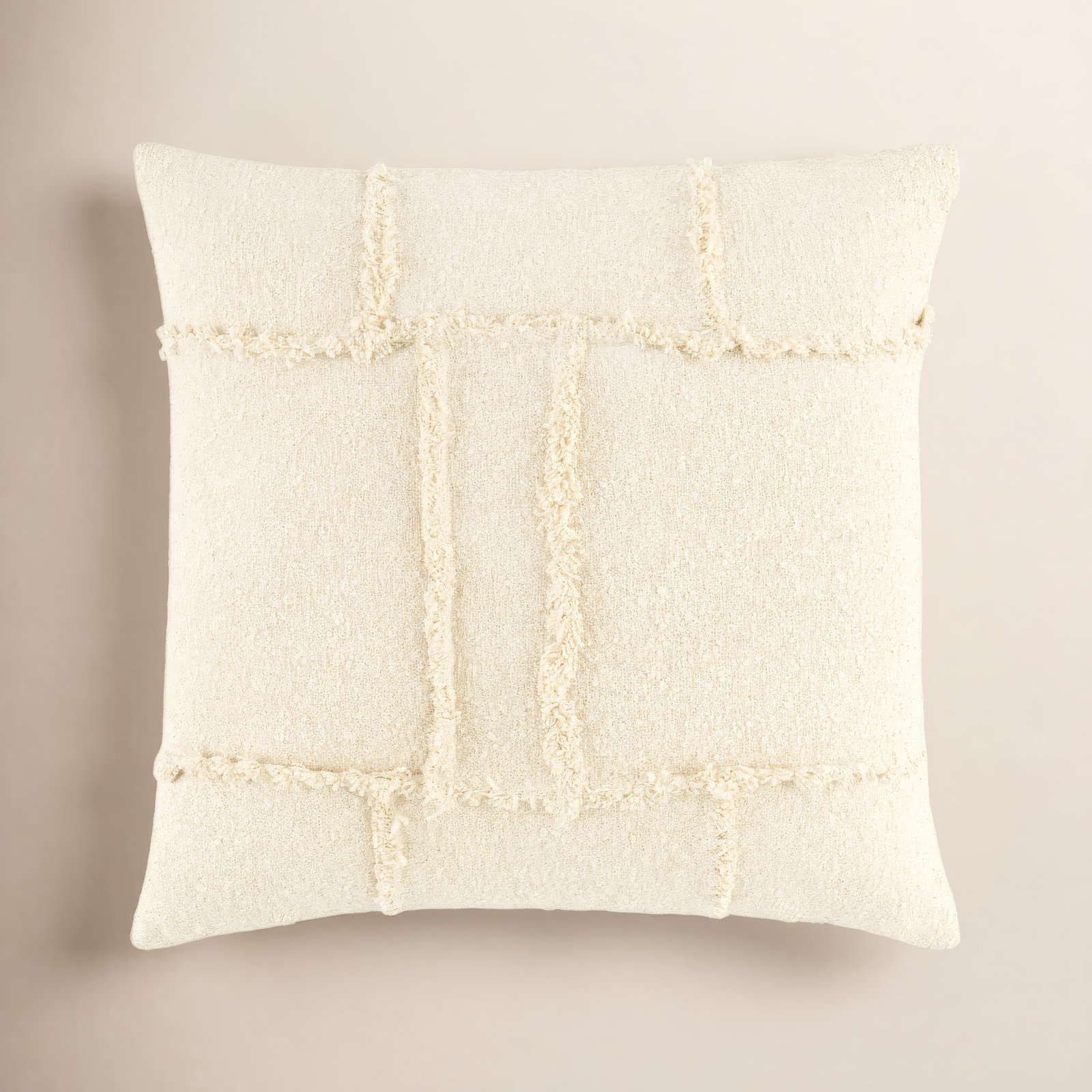 Yulara Cotton Pillow Cover, Square 20", Pillow Cover Only - No Insert, Ivory