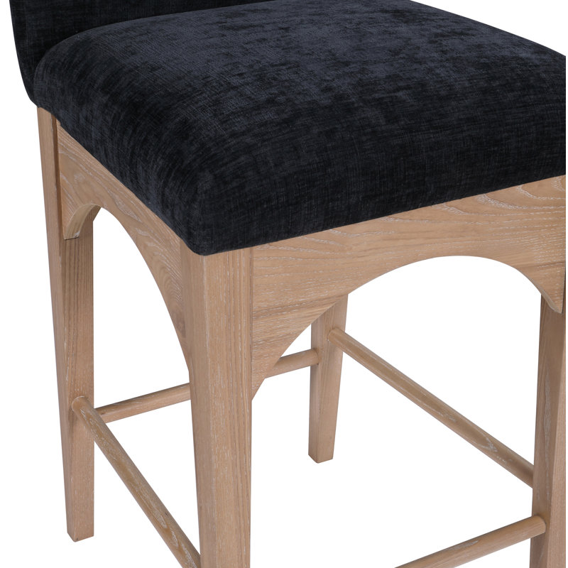 Waldorf Counter Stool, Black Chenille, Natural