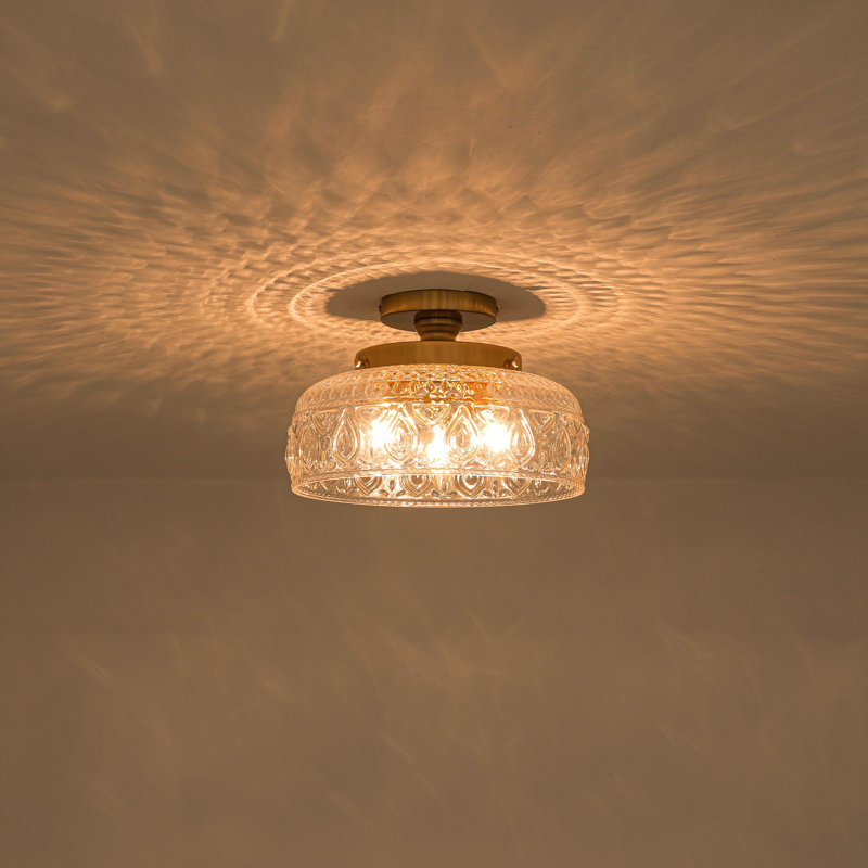 3-Light Glass Bowl Shade Flush Mount