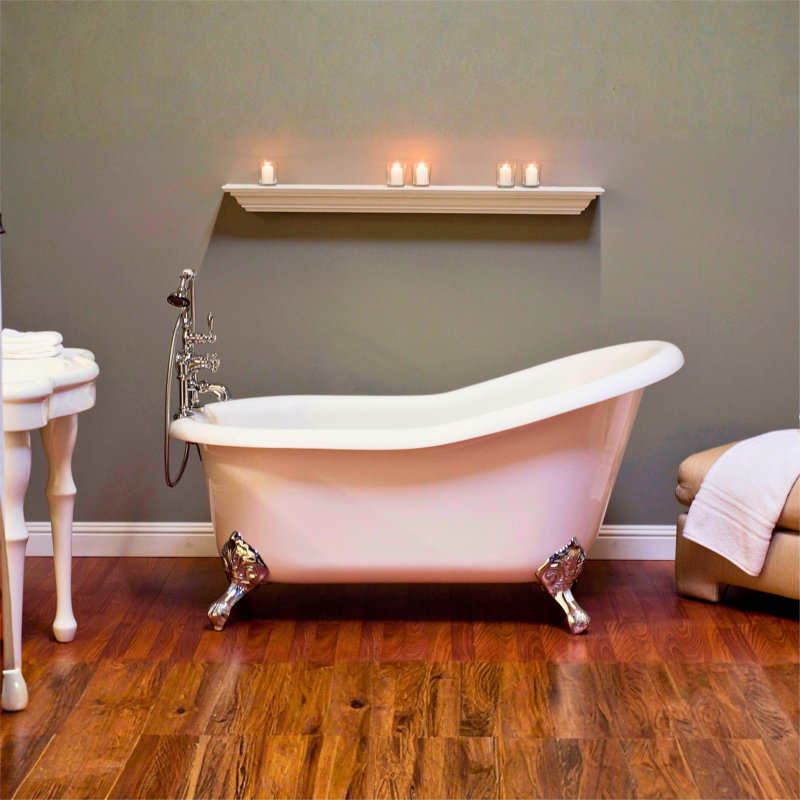 Baignoire sur pattes en acrylique sans pattes 5 pi The Huron sans trous de robinet, Nickel poli