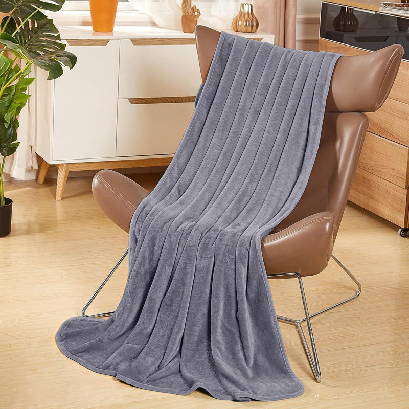 Abiram Plain Weave / Muslin Throw Blanket, 240cm x 200cm, Silver