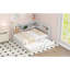 Lit de jour double en métal avec lit gigogne, armoires de rangement et ports USB, blanc