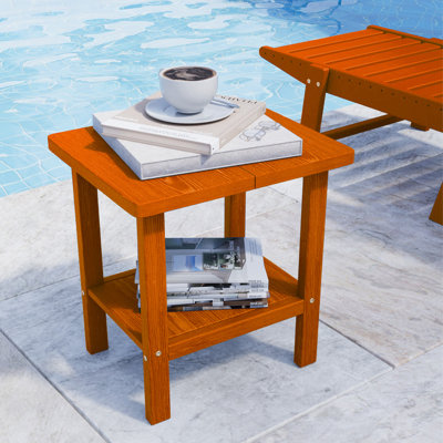 Adirondack Outdoor Side Table, All Weather Use Double Layer Patio Side Table, HIPS Rectangular End Table