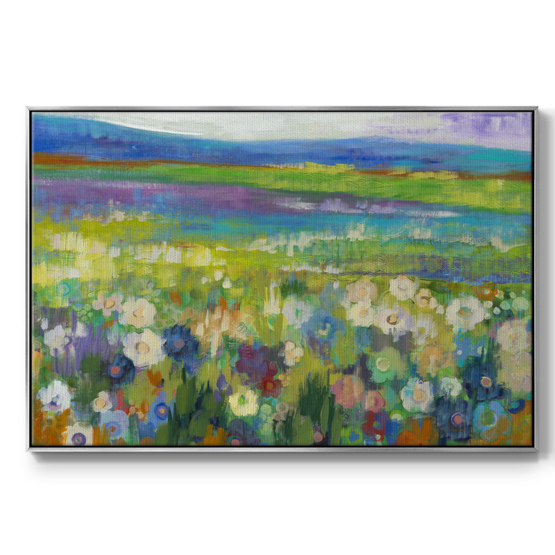 " Flowerfields ", 25" H x 37" W x 2" D, Silver