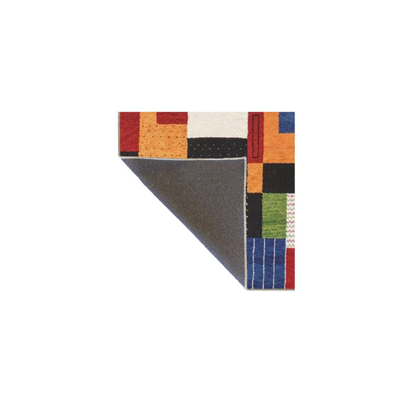 Rectangle Patterned Woven Base Machine Washable Rug, Square 4'11" Rug Pad Included