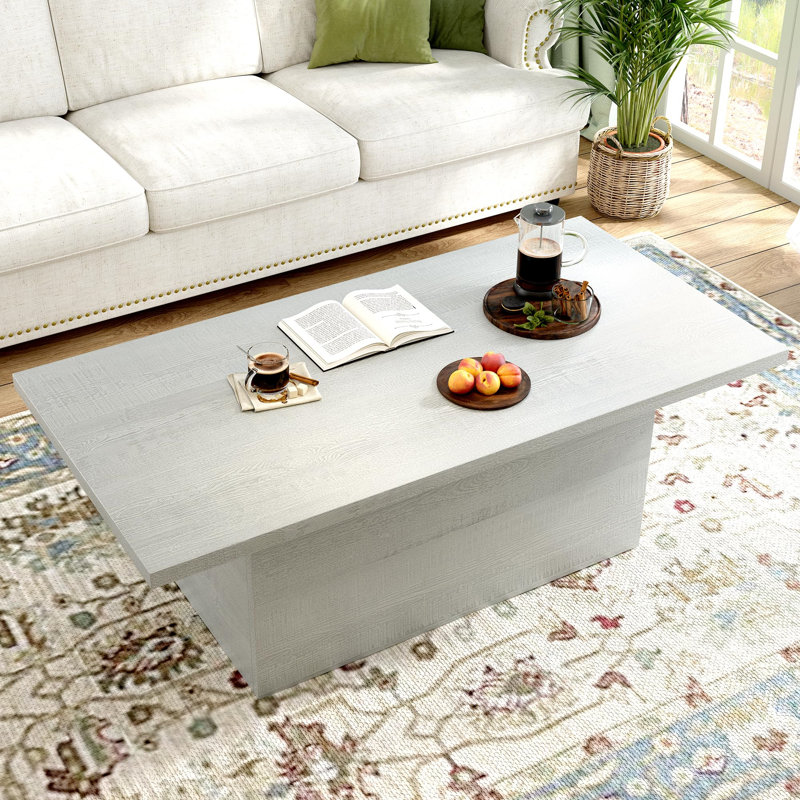Rectangle Coffee Table, Engineered Wood Coffee Table For Living Room, White