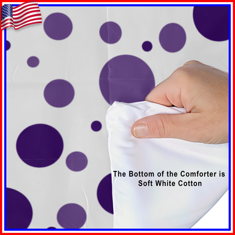 Polka Dots Bedding Pattern Comforter Modern, Twin Comforter, Purple Polka Dots 