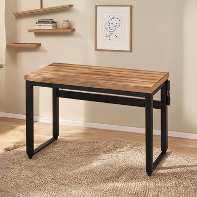 48-inch Wood-Tone Brown Standing Desk with Adjustable Height, Modern Rectangular Work Surface