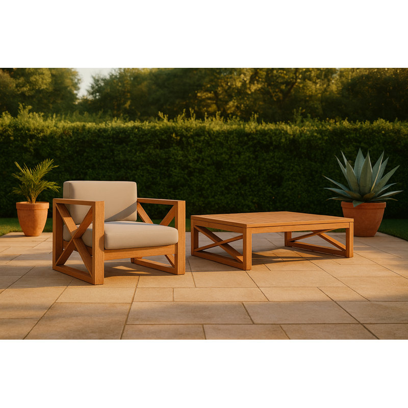 Anguilla Teak Patio Chair with Cushions, Gray