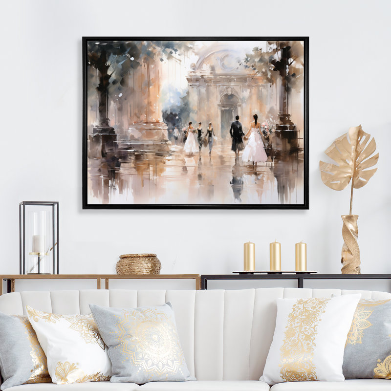 Impression sur toile Fashion Impressionist Elegance II, H 34 po x l 44 po x P 1,5 po, Cadre flottant noir