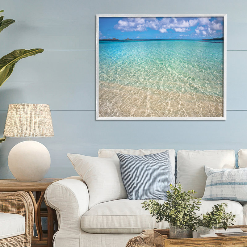 Giclée transparente sur les eaux de la plage des Caraïbes, design par Seven Trees Design, H 24 po x l 30 po